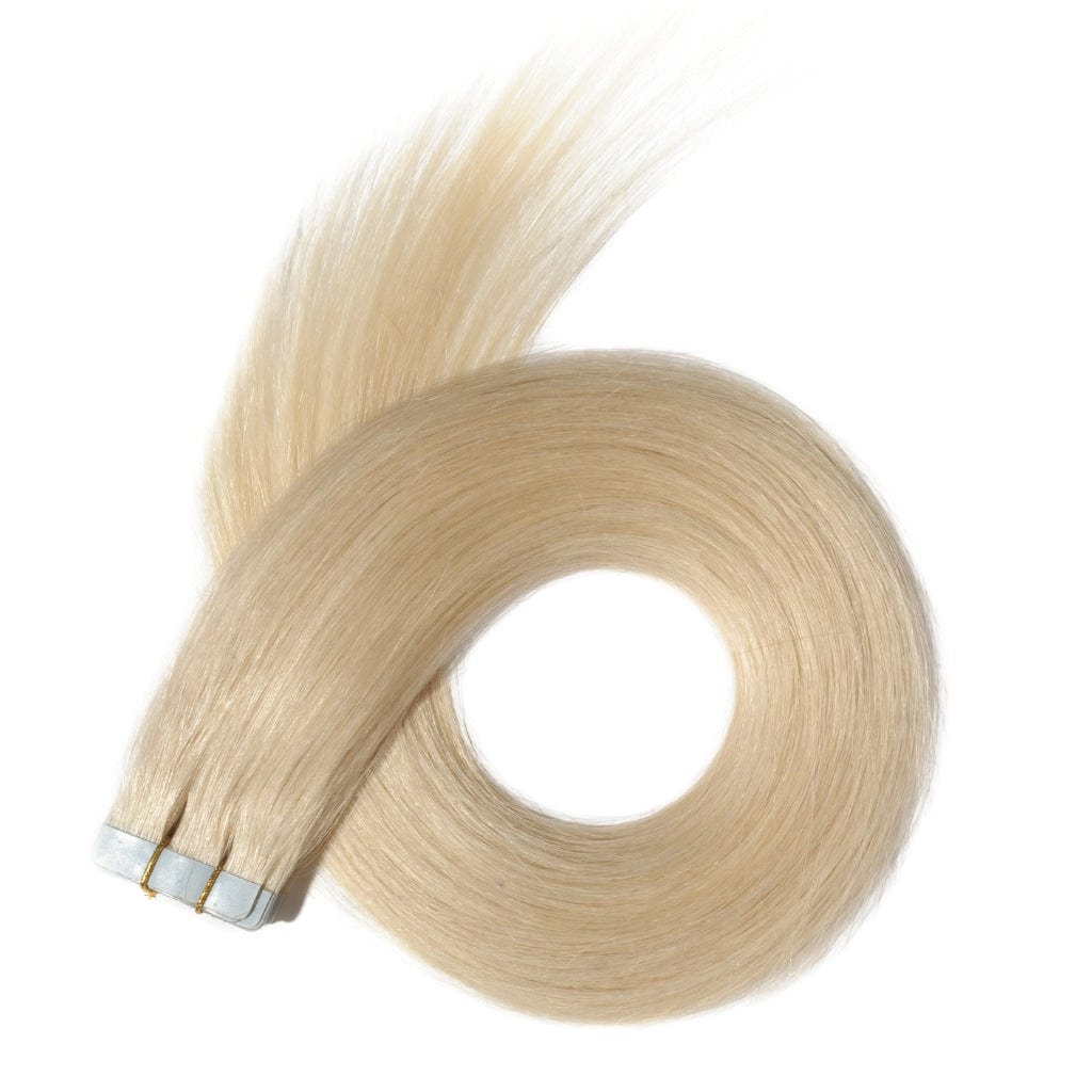 Tape Hair Extentions - Φυσική Τρίχα - 55 cm - Ξανθό Πλατινέ #1001 - 10 TMX MACO HAIR SYSTEMS